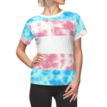 Load image into Gallery viewer, Transgender Pride Flag Tie Dye Women&#39;s T-Shirt
