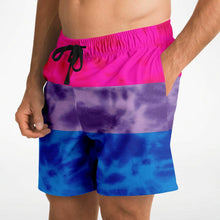 Load image into Gallery viewer, Bisexual Pride Flag Tie Dye Athletic Shorts
