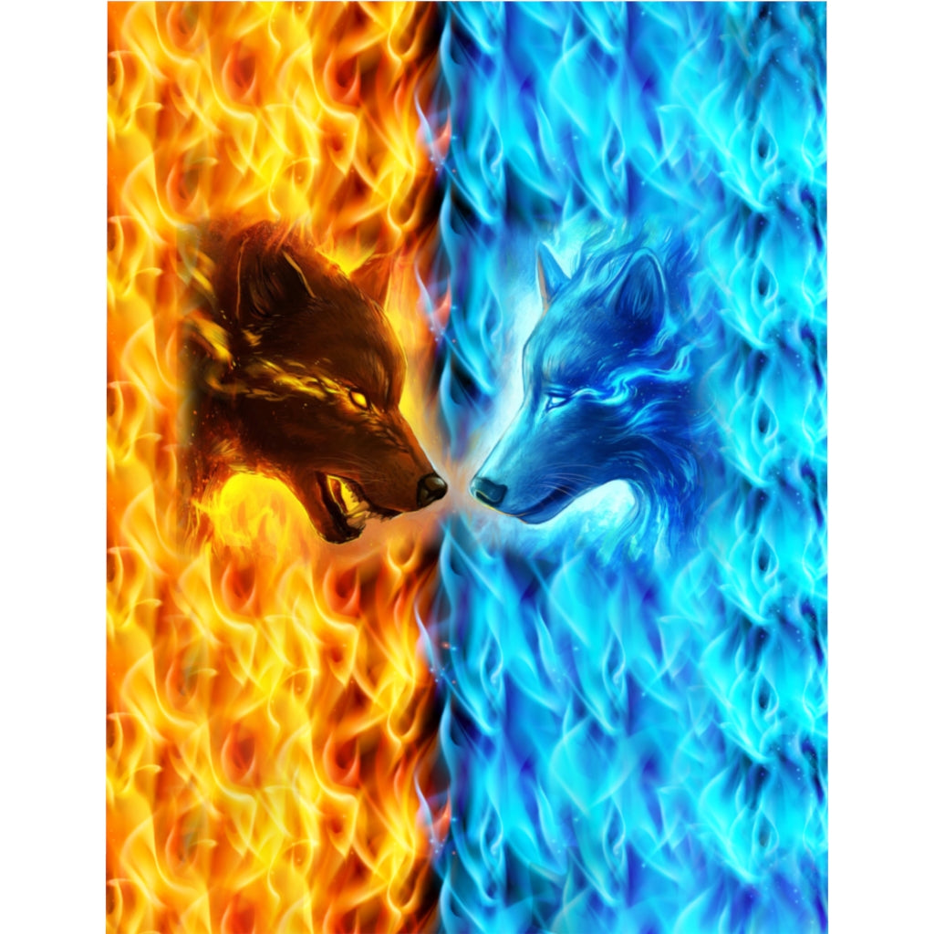 Wolf Fire and Ice Microfiber Duvet Cover