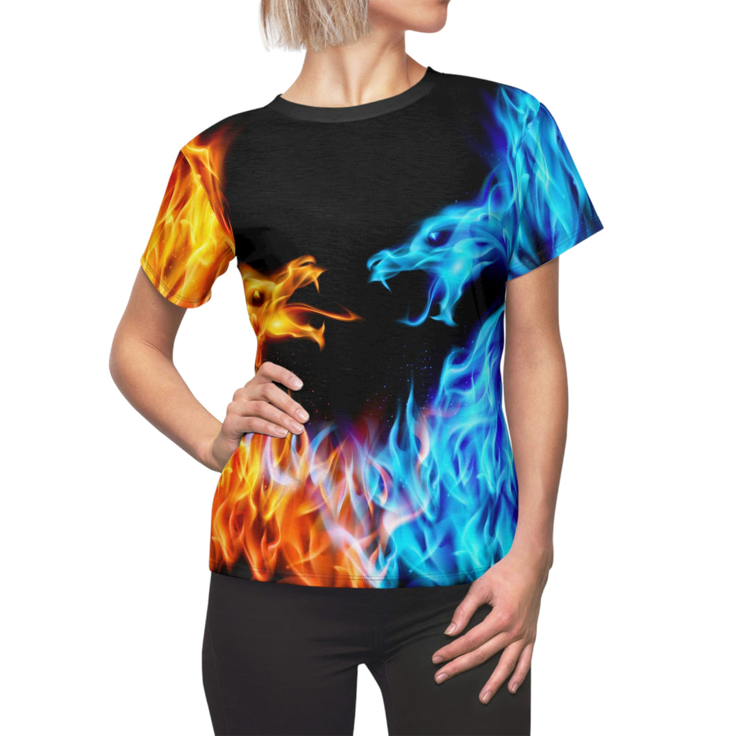Blue And Red Fiery Dragons Women's T-Shirt