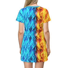 Load image into Gallery viewer, Wolf Fire and Ice All Over Print T-Shirt Dress
