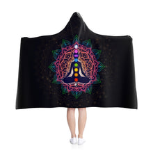 Load image into Gallery viewer, Meditating Human In Lotus Pose Hooded Blanket
