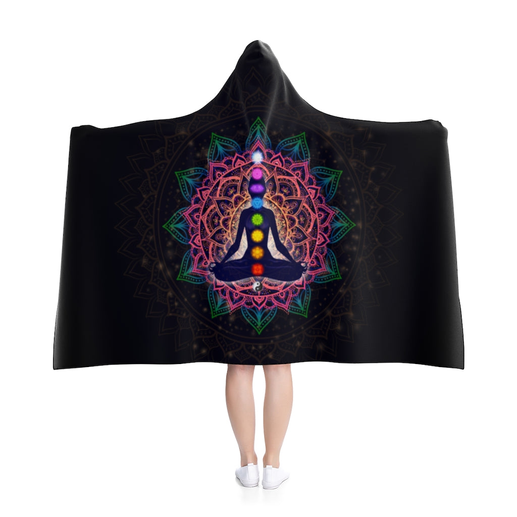 Meditating Human In Lotus Pose Hooded Blanket