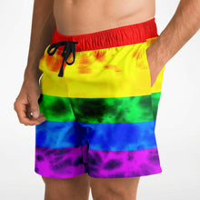 Load image into Gallery viewer, Rainbow Flag Tie Dye Athletic Shorts
