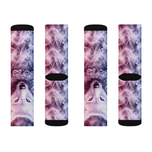 Wolf And Flower Sublimation Socks