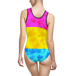 Pansexual Pride Flag Tie dye Women's Classic One-Piece Swimsuit