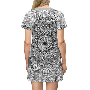 Mandala Bloom All Over Print T-Shirt Dress